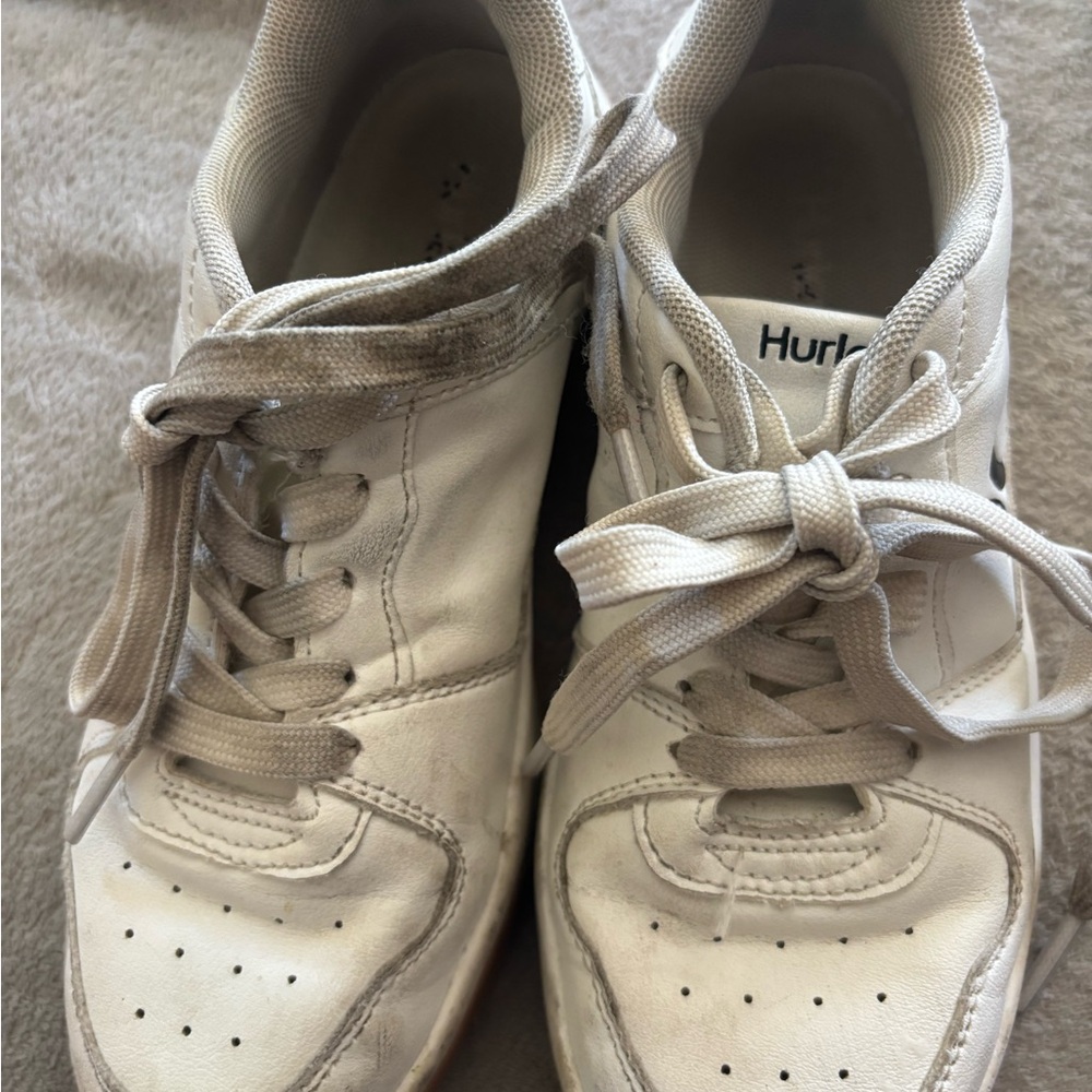 Hurley White Sneakers with Perforated Toe and Rubber Sole